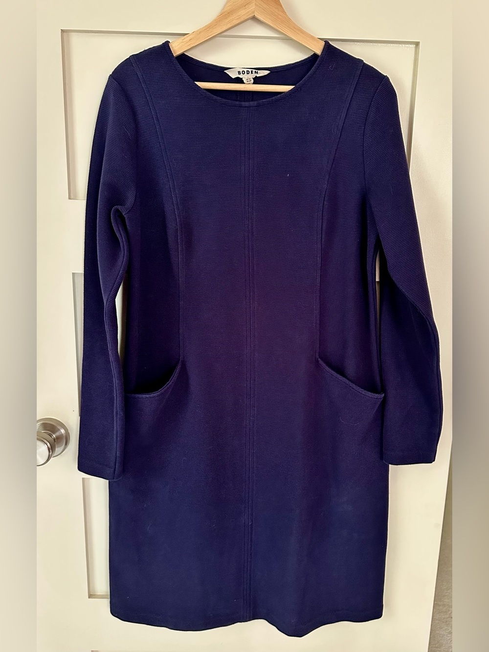 Boden Ottoman Navy Long-Sleeve Shift Dress